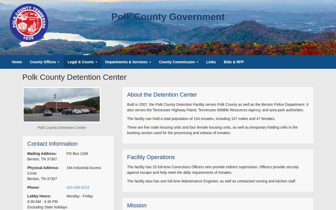 Polk County Detention Center booking record source page